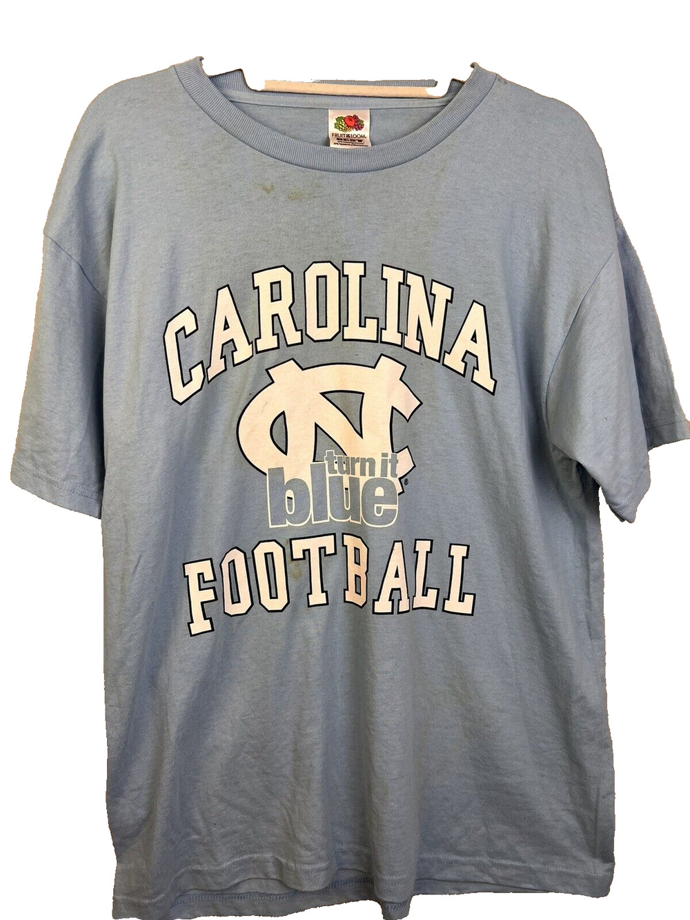 University of North Carolina Football T Shirt Large Blue UNC